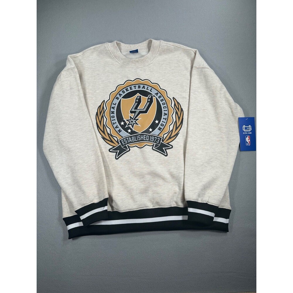 Retro San Antonio Spurs Ultra Game NBA Crewneck Sweatshirt Men’s Med Oatmeal NWT